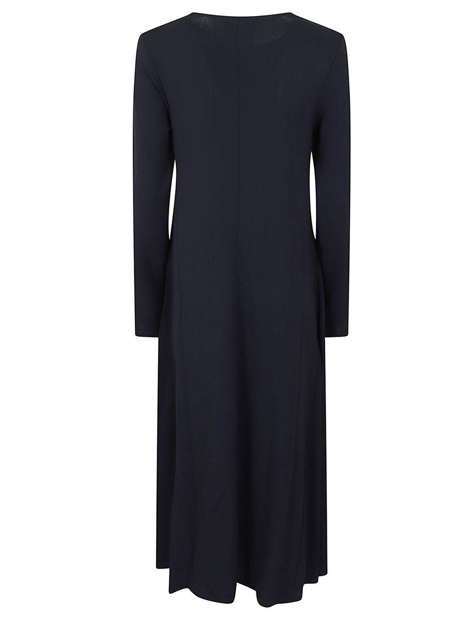 Max Mara Diagonal Inlay Long Dress In Soft Stretch Viscose Crepe Blauw