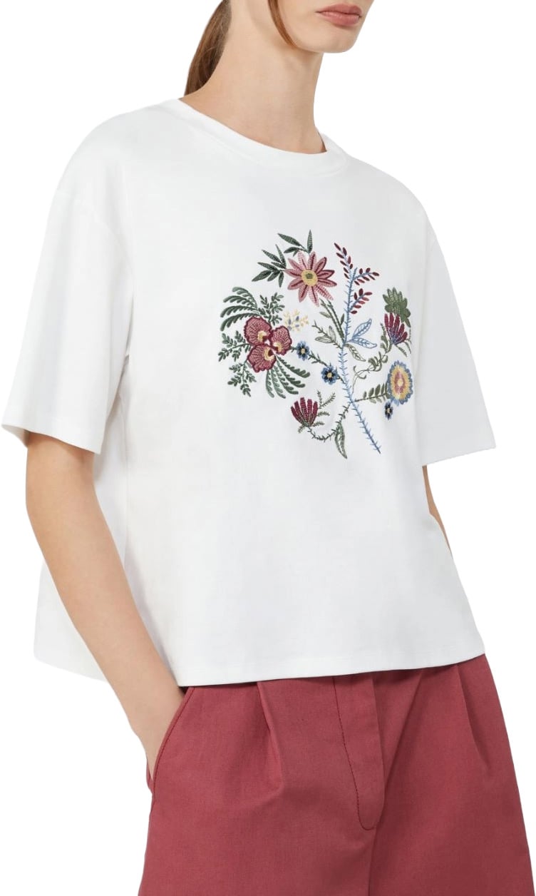 Max Mara Sweaters Bianco Ricamo Fiori Wit