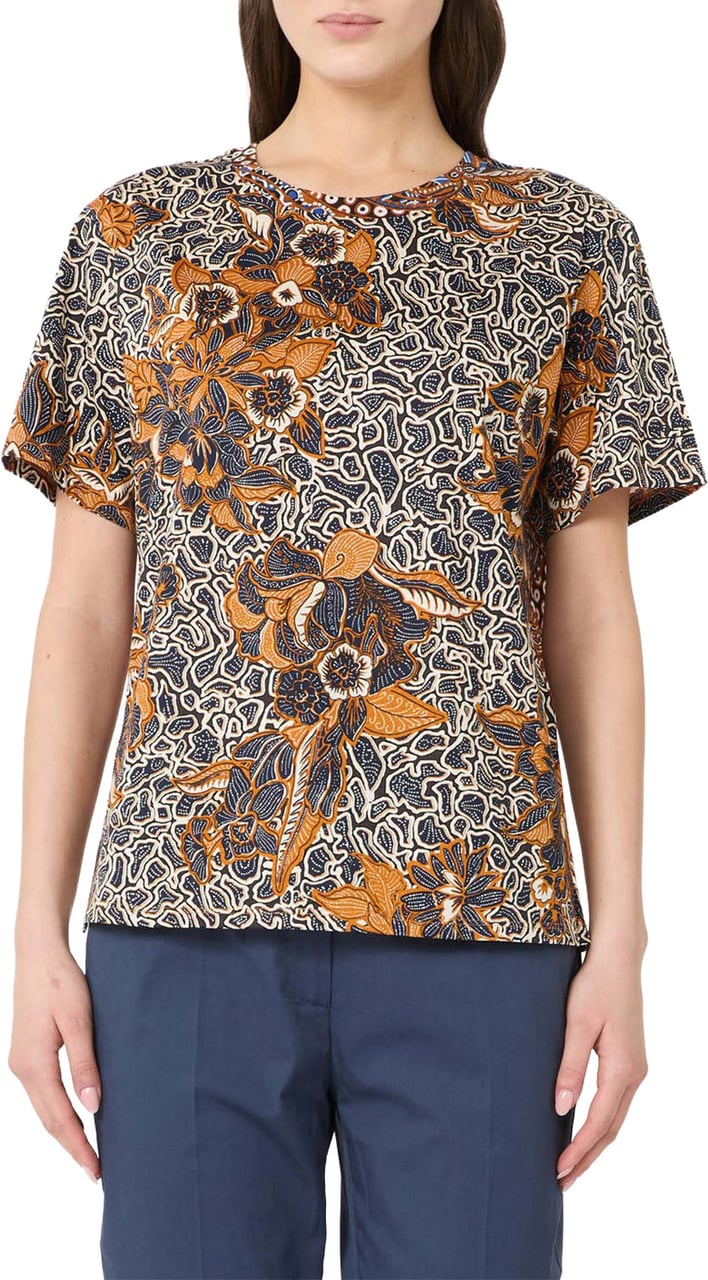 Max Mara T-Shirts And Polos Blu Ornamentale Bruin