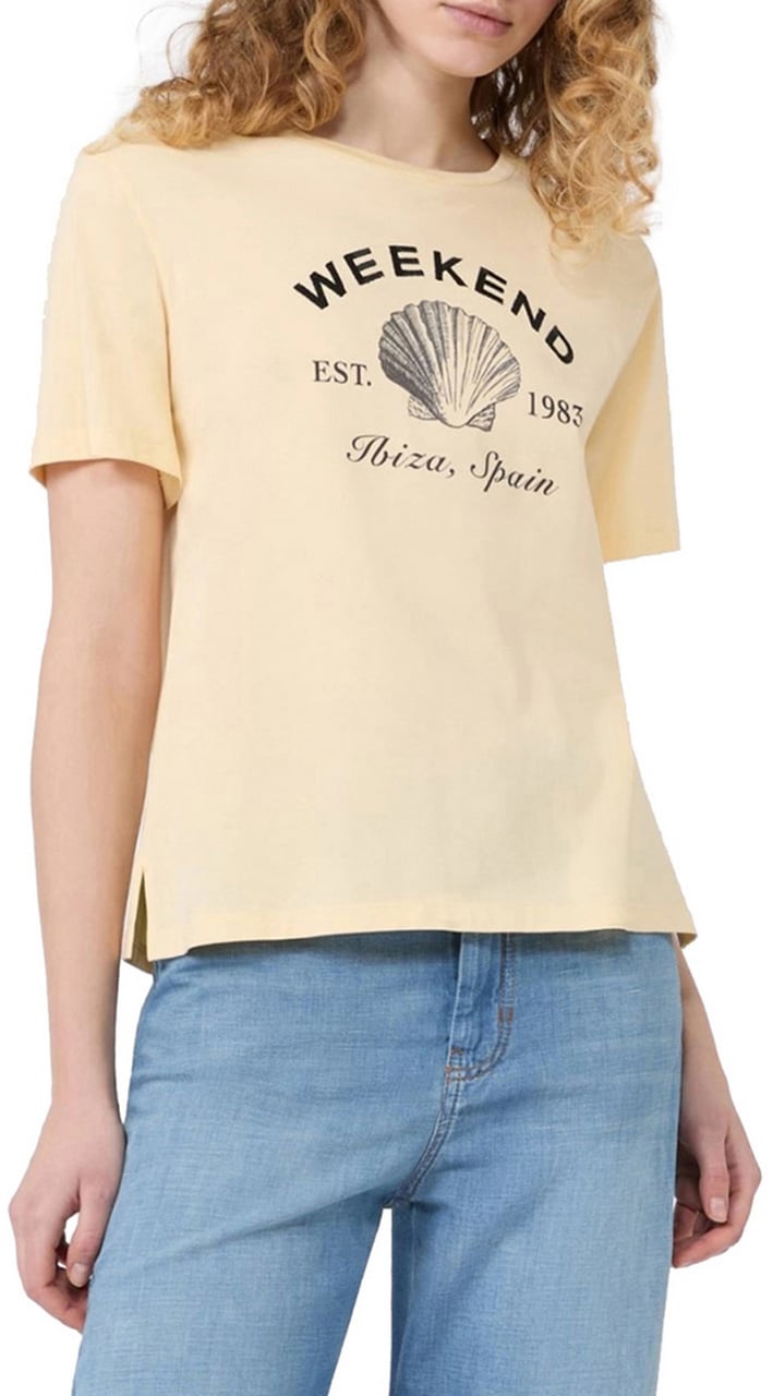 Max Mara T-Shirts And Polos Giallo Chiaro Dis Scritta Geel