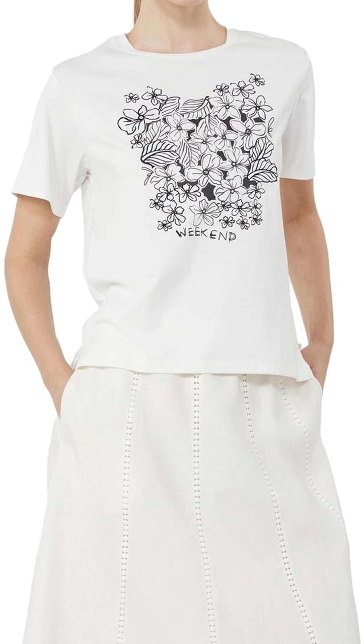 Max Mara T-Shirts And Polos Bianco Dis. Floreale Wit