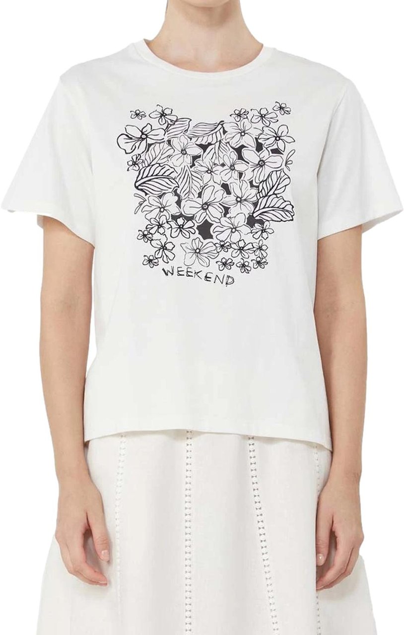 Max Mara T-Shirts And Polos Bianco Dis. Floreale Wit