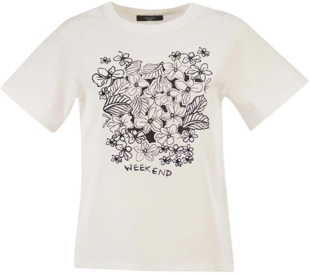 Max Mara T-Shirts And Polos Bianco Dis. Floreale Wit