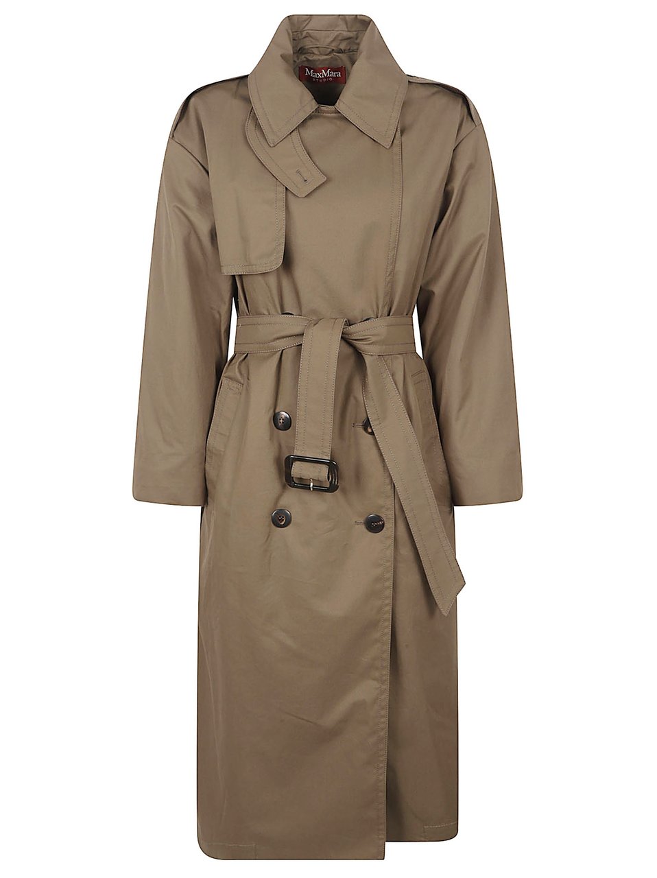 Max Mara Double-Breasted Water-Resistant Trench Coat Neutraal