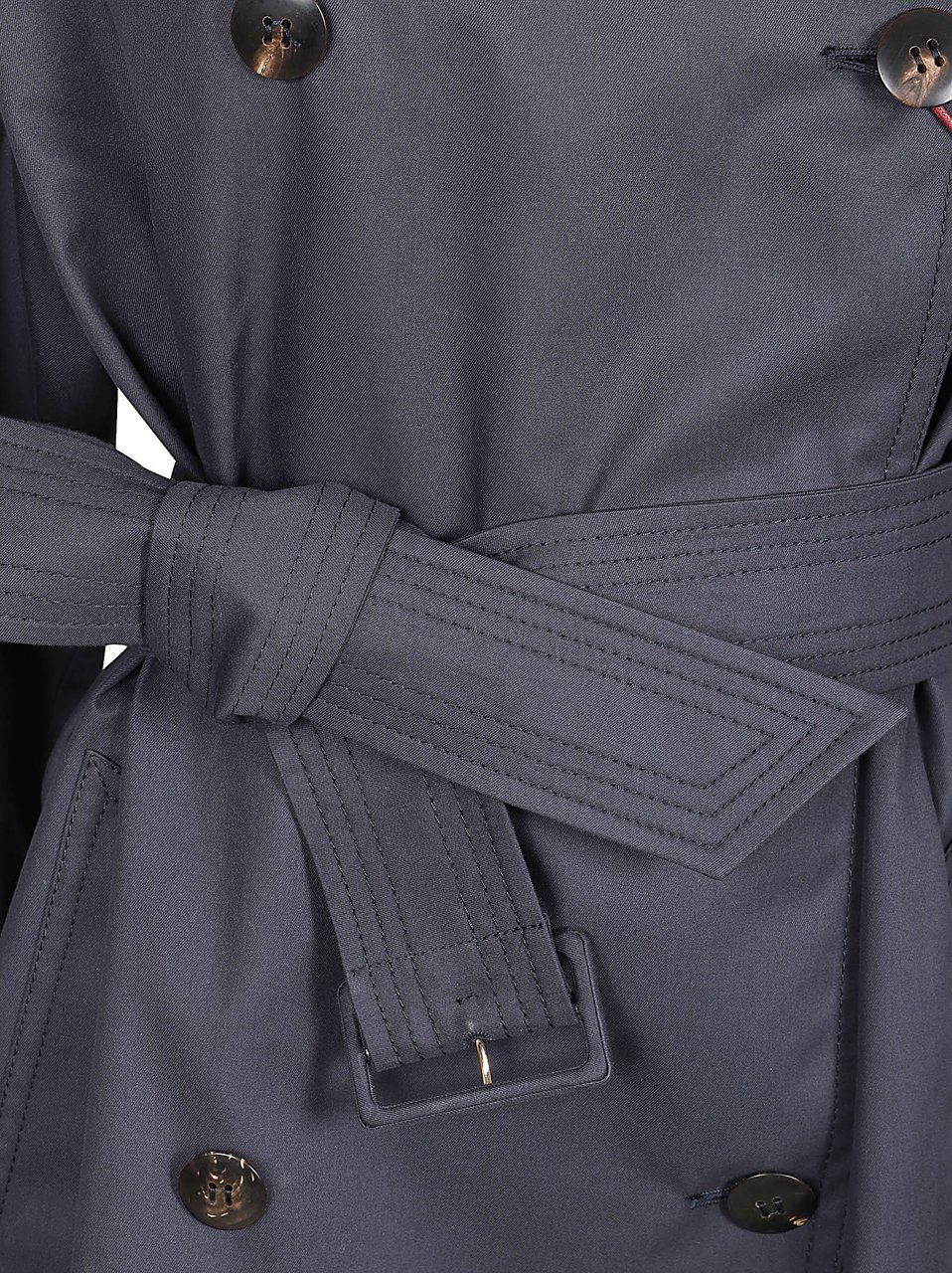 Max Mara Structured Double-Breasted Coat with Wide Collar and Belted Waist Grijs
