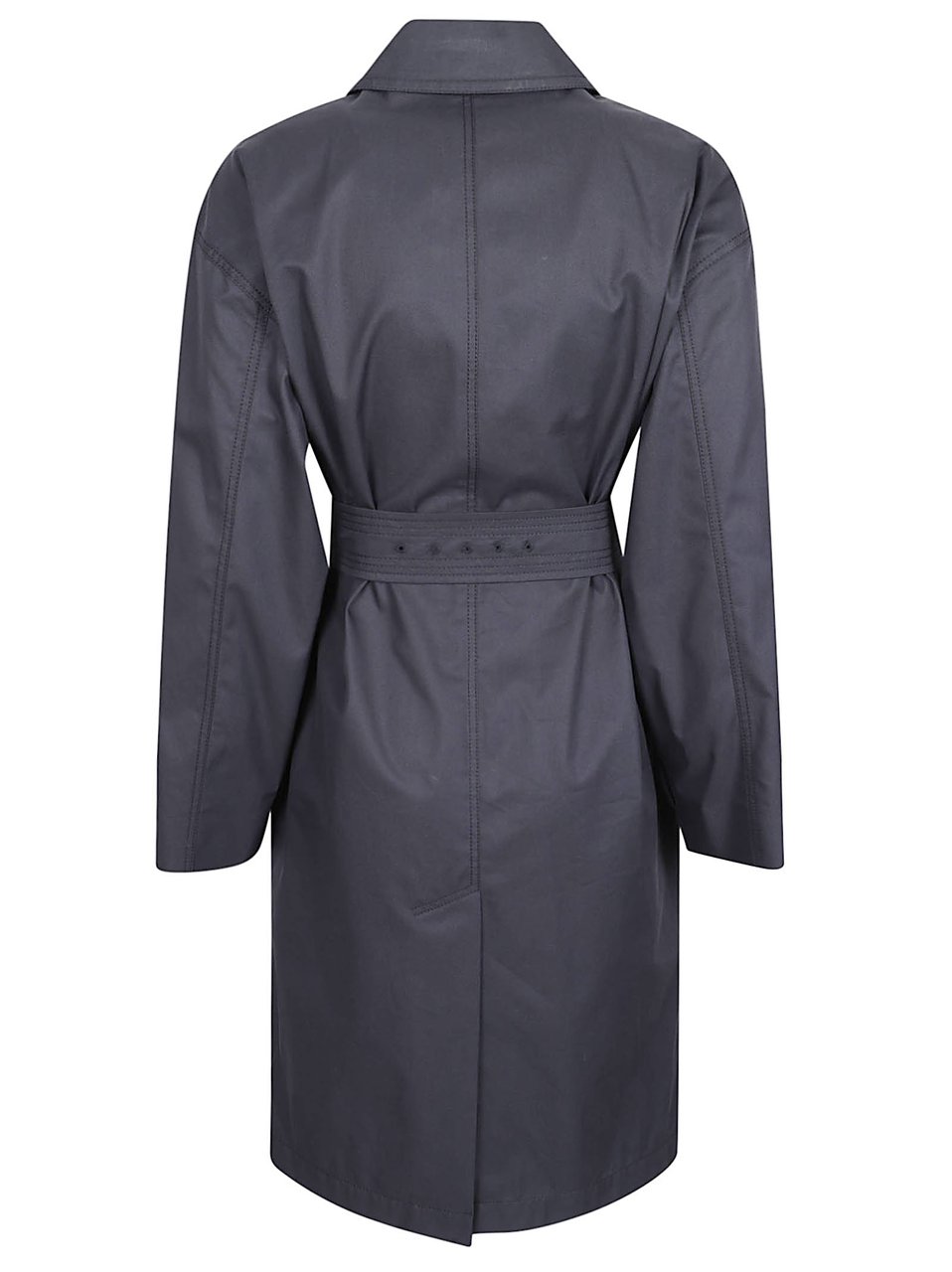 Max Mara Structured Double-Breasted Coat with Wide Collar and Belted Waist Grijs