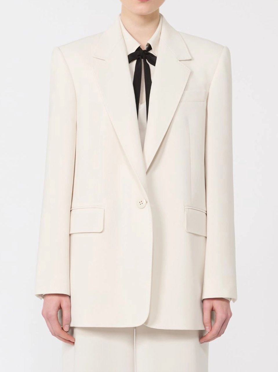 Max Mara White Bosco Structured Tailored Blazer Wit