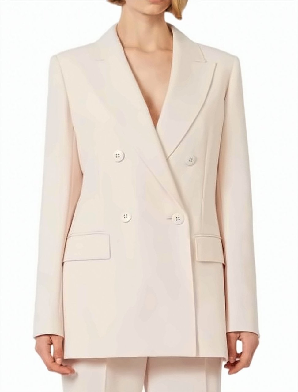 Max Mara Double Breasted Peak Lapel Blazer Neutraal