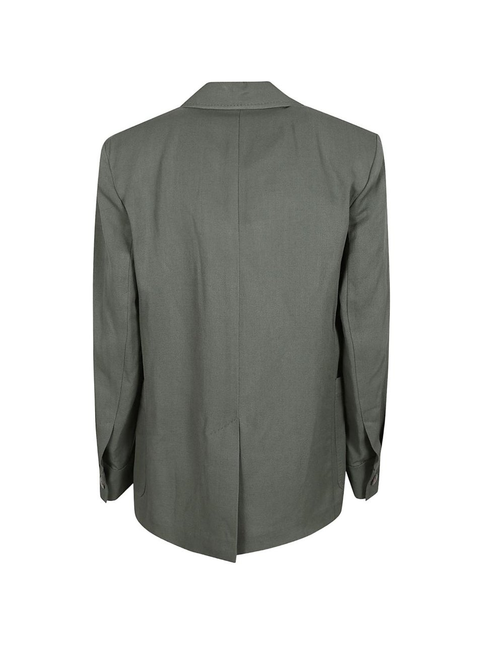 Max Mara Sage Green Lapel Collar Linen Blazer Grijs