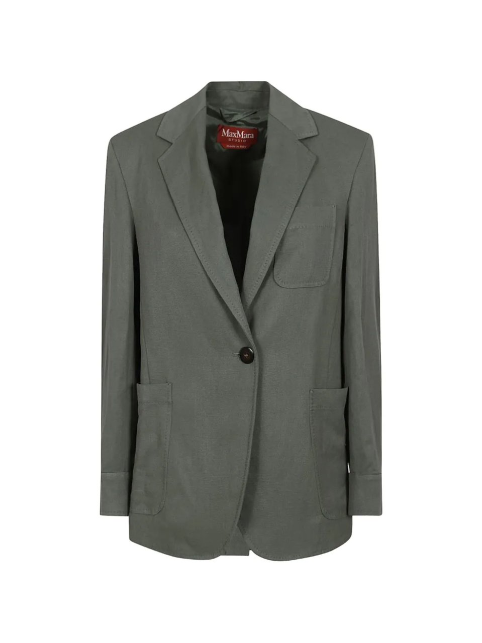 Max Mara Sage Green Lapel Collar Linen Blazer Grijs