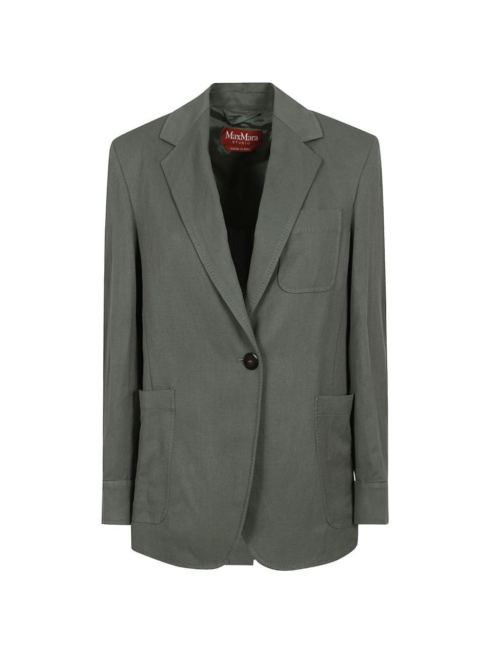 Max Mara Sage Green Lapel Collar Linen Blazer Grijs