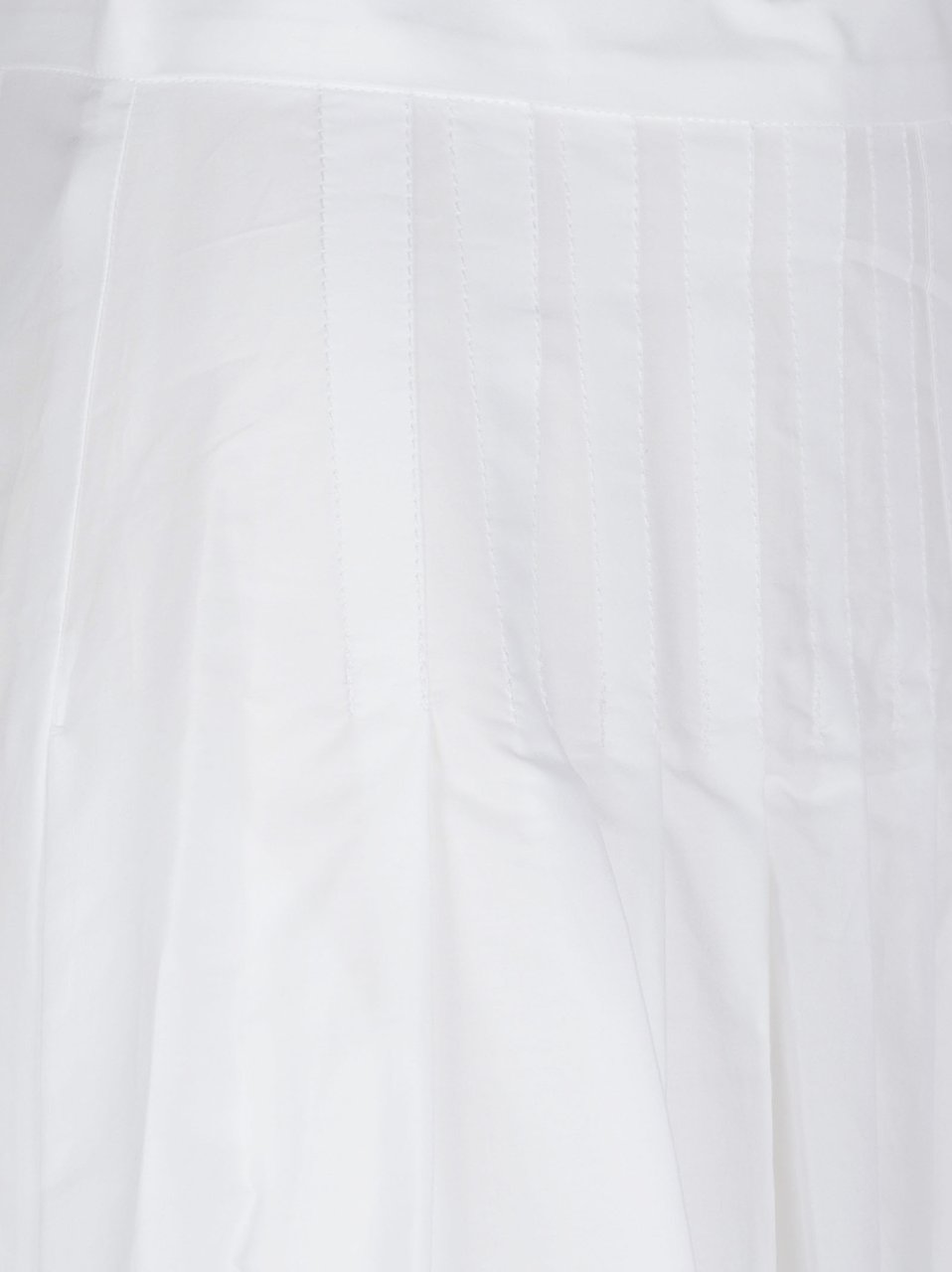 Max Mara Flared White Cotton Midi Skirt with Vertical Stitching Wit