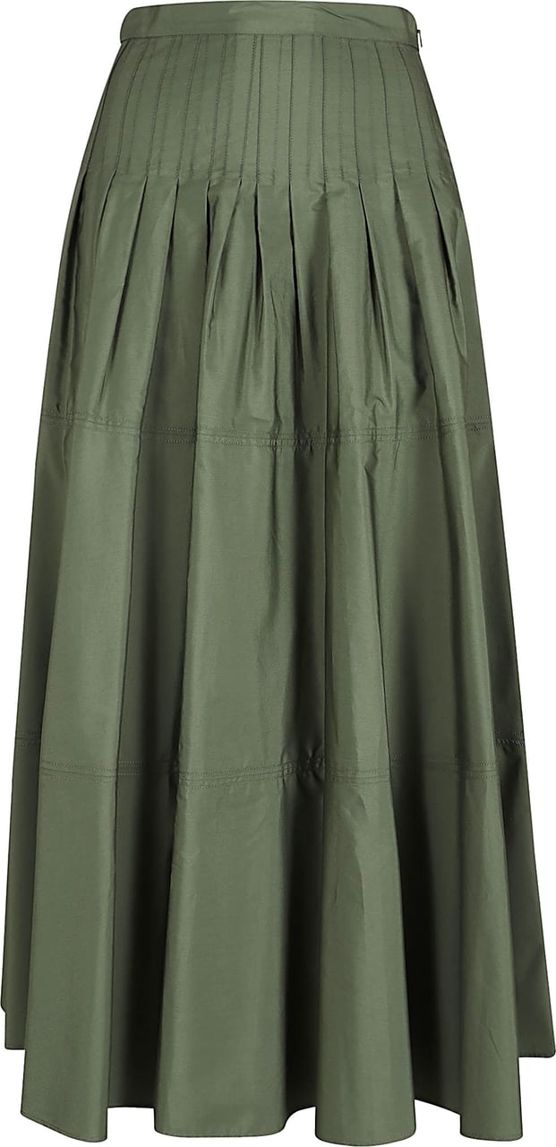 Max Mara Midi-Length Skirt with Structured Waistband and Pleated Design Grijs