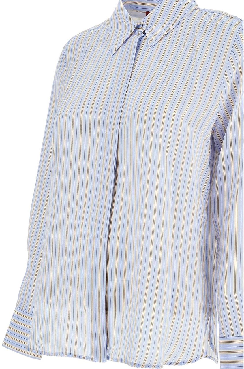 Max Mara Shirts Azzurro Stampa Righe Lichtblauw