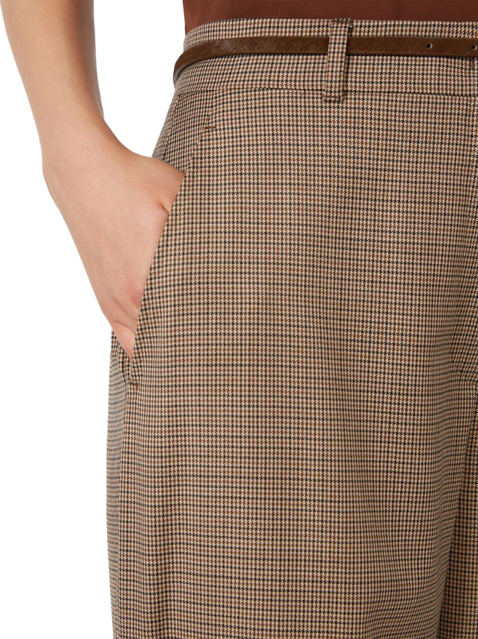 Max Mara Wide-Leg Trousers with Tailored Check Pattern Bruin