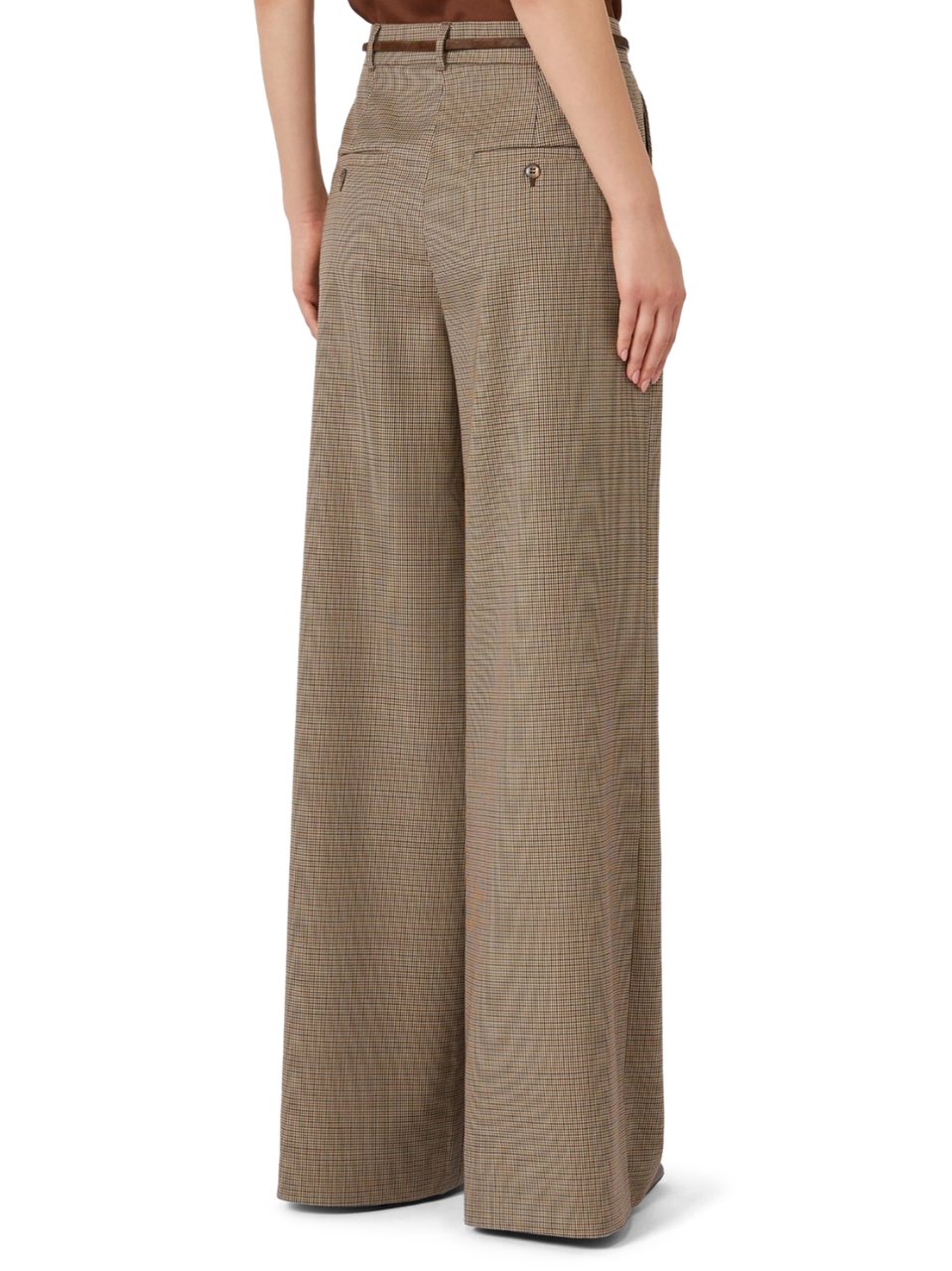 Max Mara Wide-Leg Trousers with Tailored Check Pattern Bruin