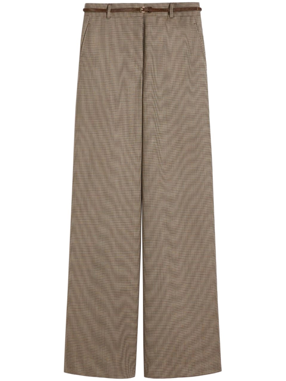 Max Mara Wide-Leg Trousers with Tailored Check Pattern Bruin