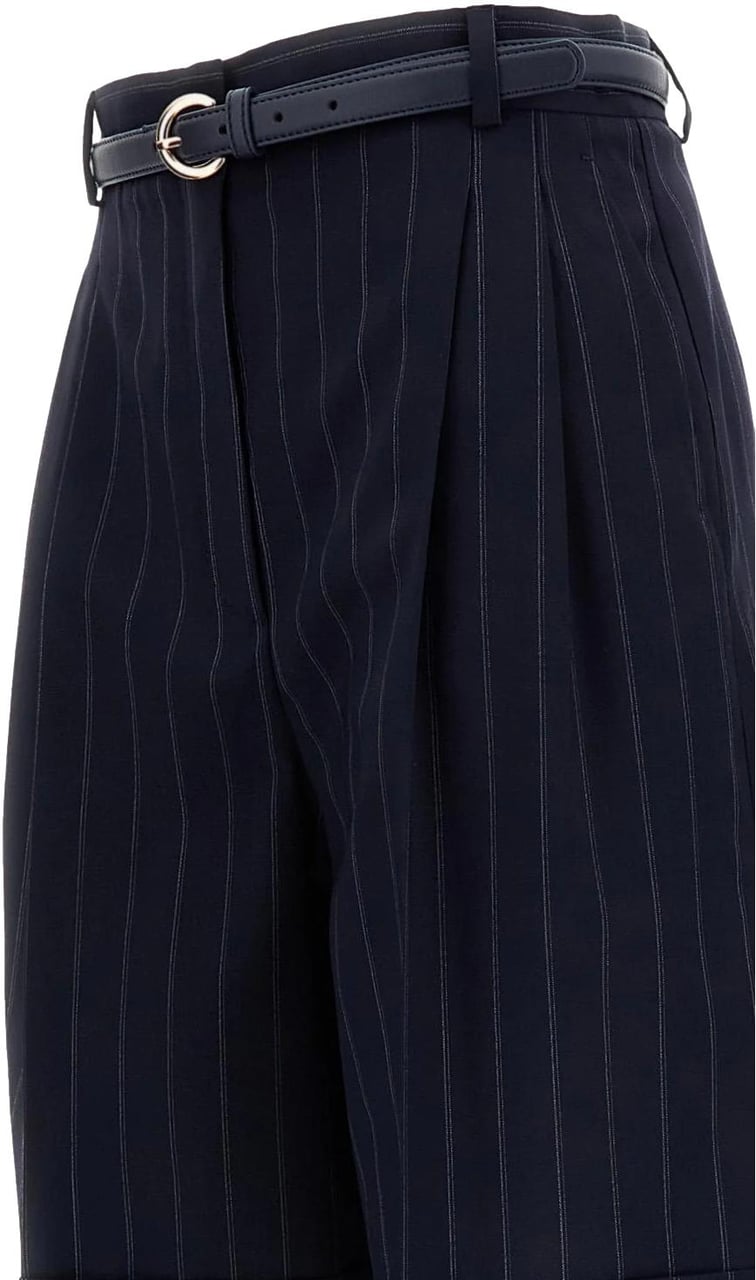 Max Mara Shorts Blu Gessato Navy
