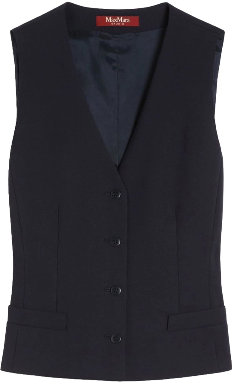 Max Mara Black Madia Deep V-Neck Vest Zwart
