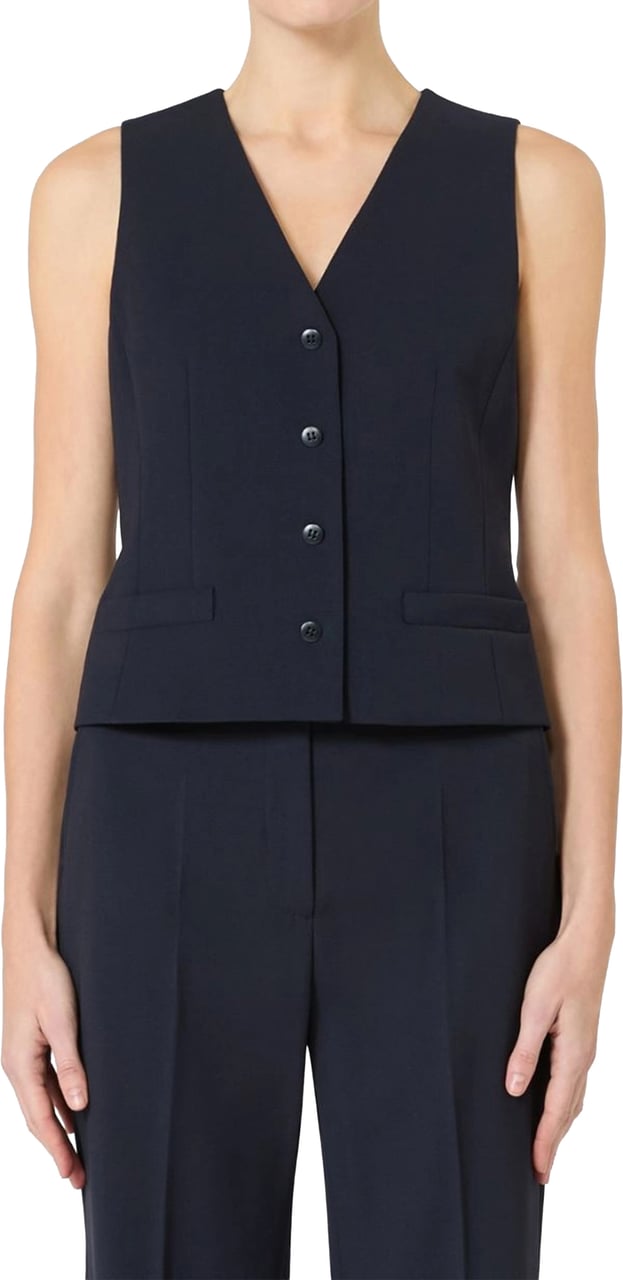 Max Mara Black Madia Deep V-Neck Vest Zwart