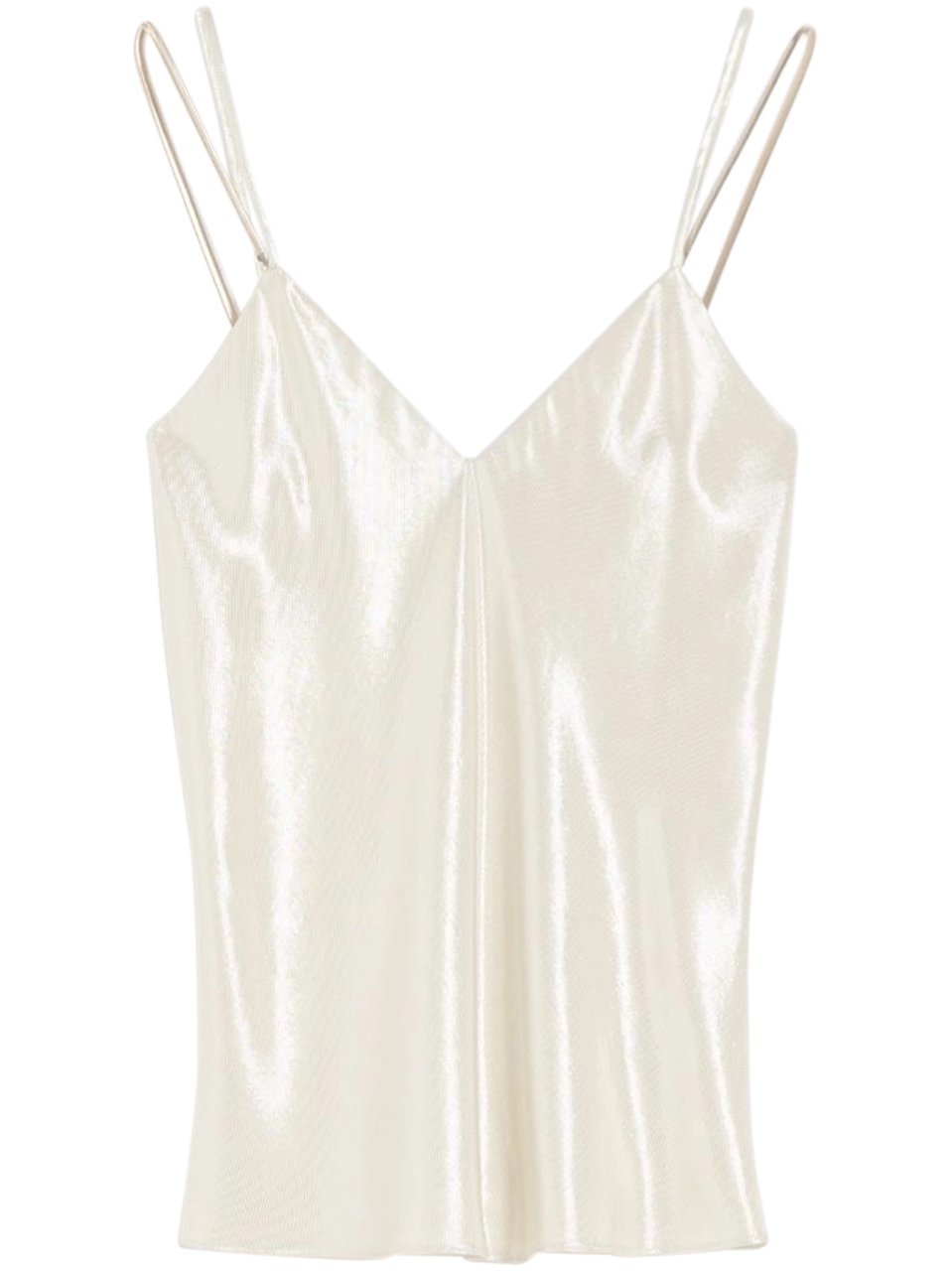Max Mara V-Neck Camisole with Reflective Finish and Spaghetti Straps Neutraal