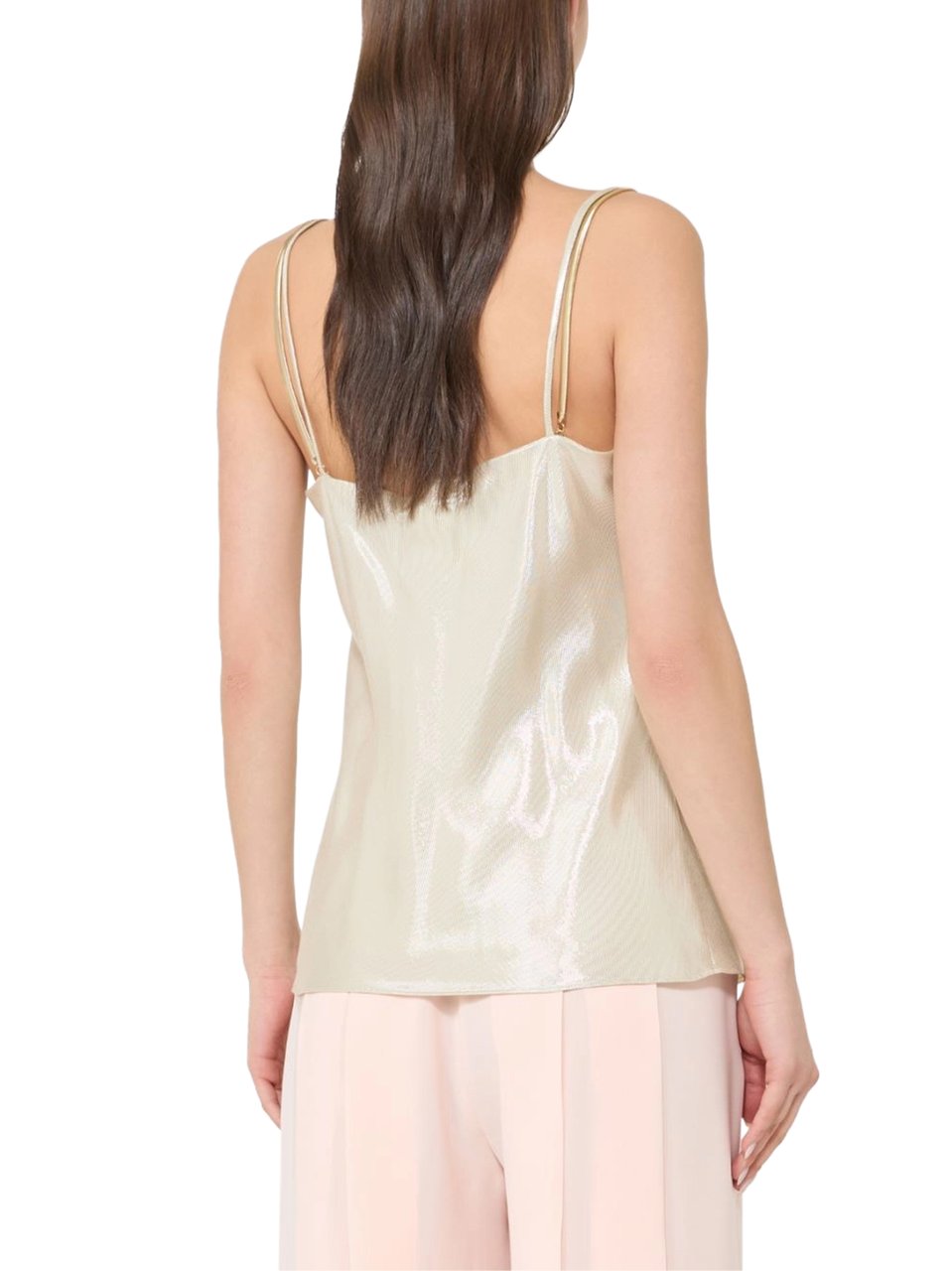 Max Mara V-Neck Camisole with Reflective Finish and Spaghetti Straps Neutraal