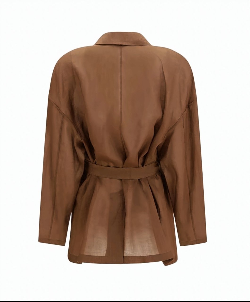 Max Mara Ramie Canvas Belted Jacket Bruin