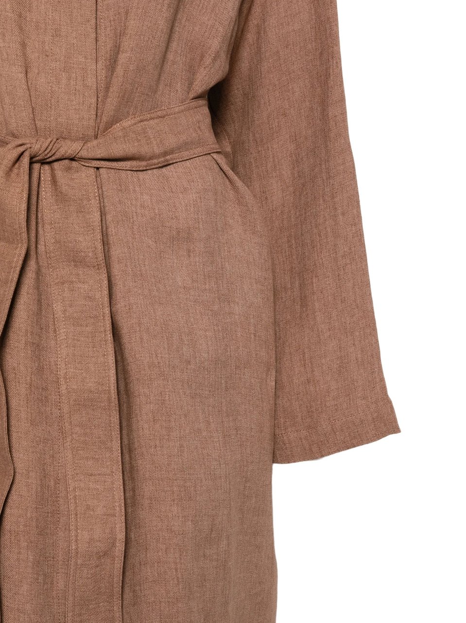 Max Mara Beige Matching Belt Linen Dress Neutraal