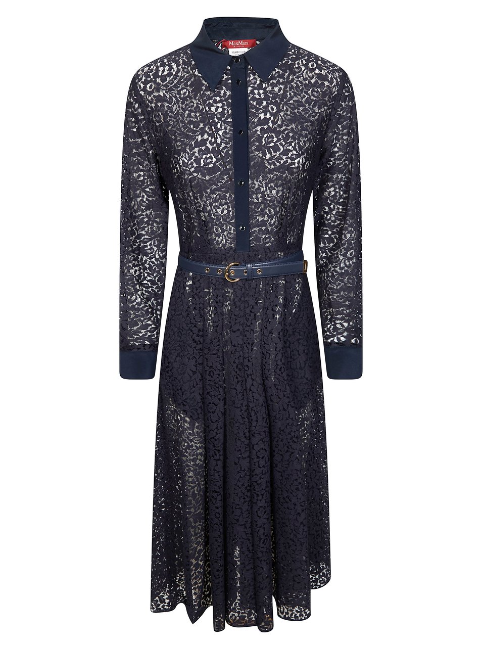 Max Mara Ricordi Floral Lace Polo Dress Blauw