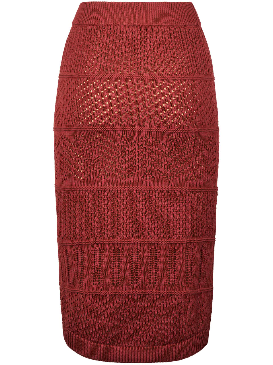 Max Mara Knitted Skirt with Intricate Openwork Patterns Rood