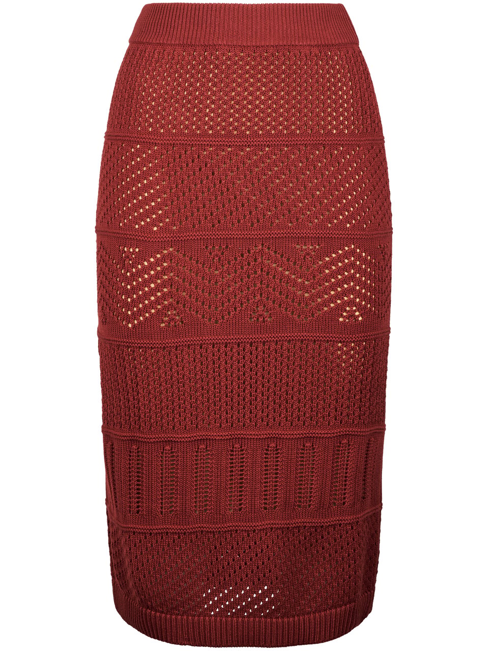 Max Mara Knitted Skirt with Intricate Openwork Patterns Rood