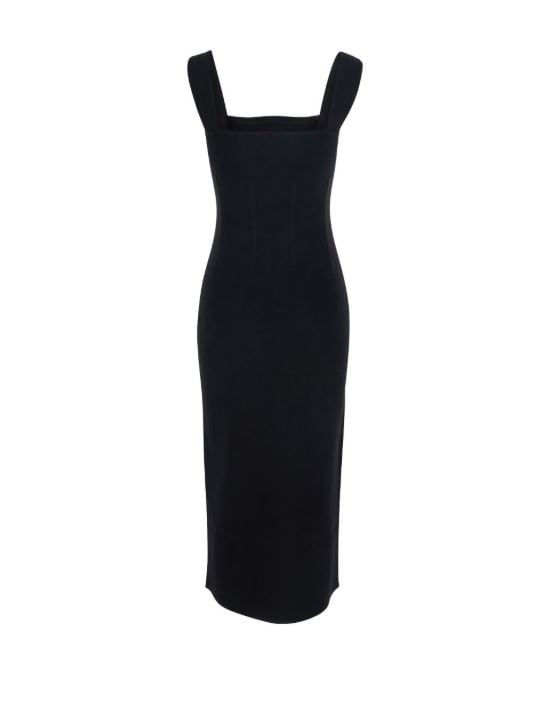 Max Mara Sleeveless Midi Dress With Bustier Bodice Zwart