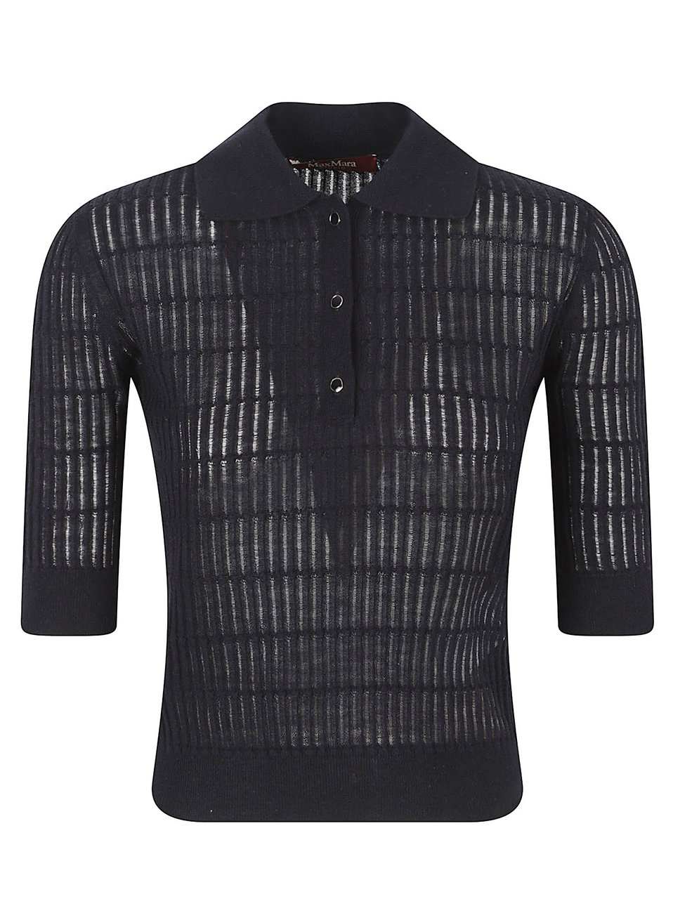 Max Mara Wool And Silk Blend Polo Shirt Zwart