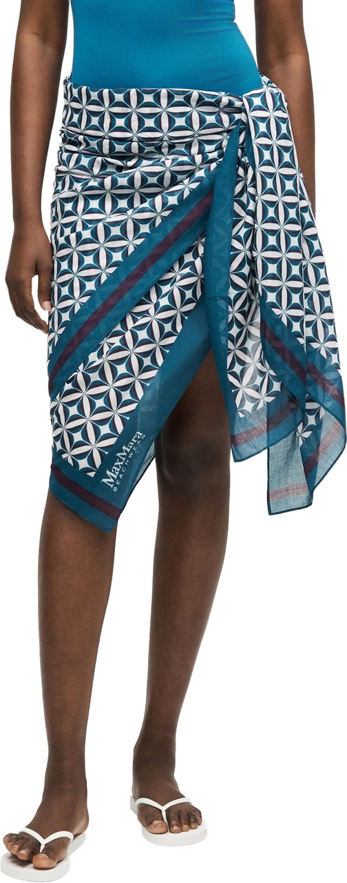 Max Mara Scarfs Blu Stampa Geometrica Navy
