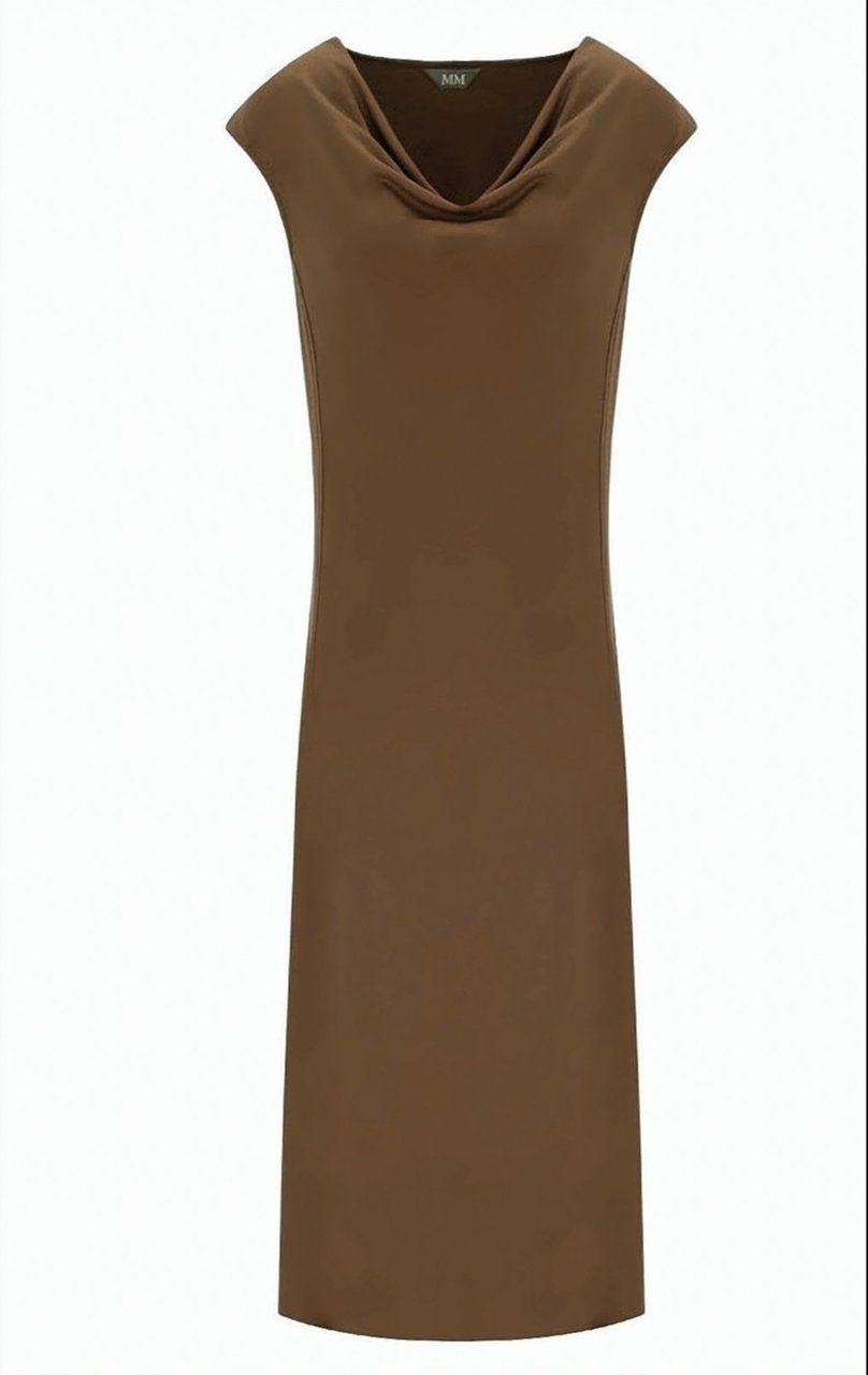Max Mara Leisure Soft Neckline Sleeveless Long Dress Bruin