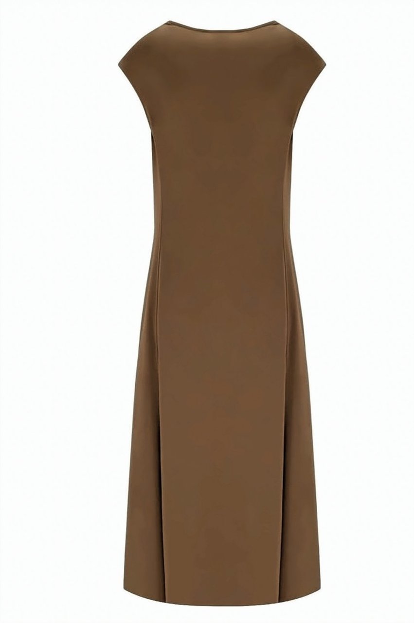 Max Mara Leisure Soft Neckline Sleeveless Long Dress Bruin