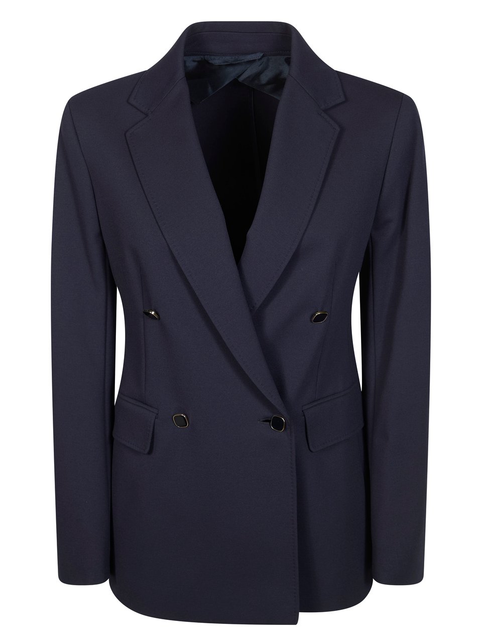 Max Mara Blue Riviera Double Breasted Jersey Jacket Blauw