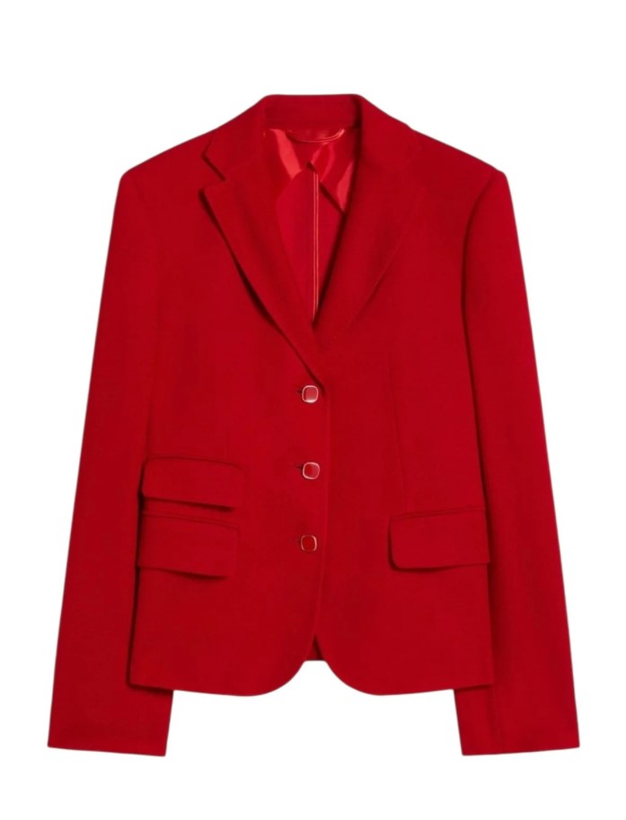 Max Mara Tailored Blazer With Enamelled Button Accents Rood