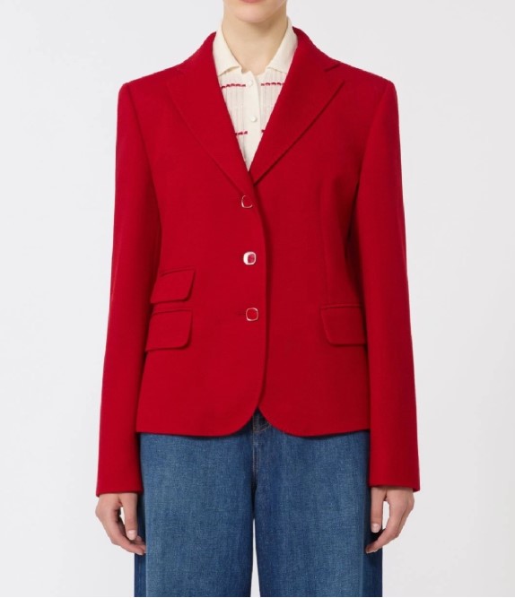 Max Mara Tailored Blazer With Enamelled Button Accents Rood