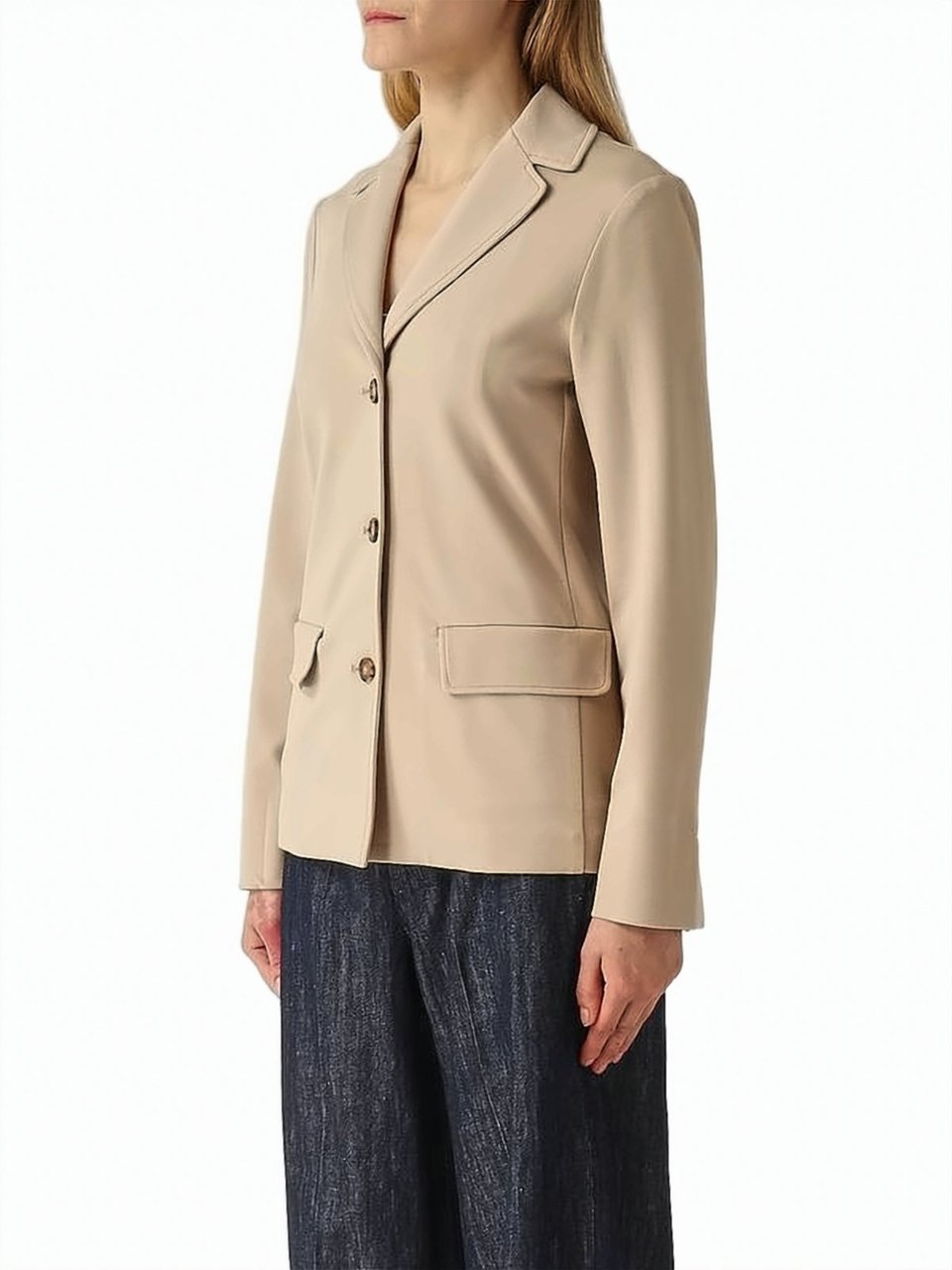 Max Mara Baco Stretch Viscose Blend Blazer Neutraal