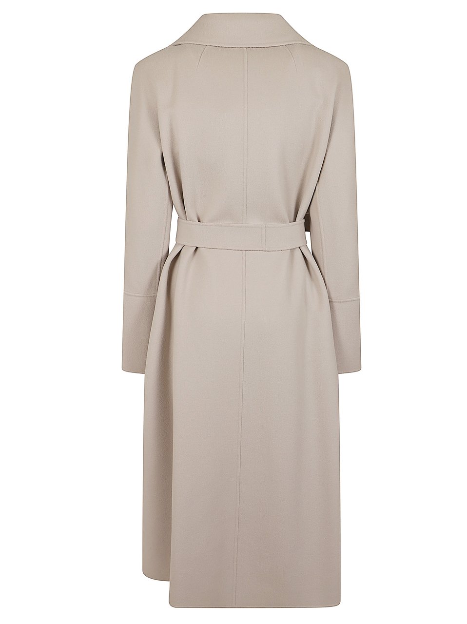 Max Mara Fluid Silhouette Long Robe Coat With Removable Belt Neutraal