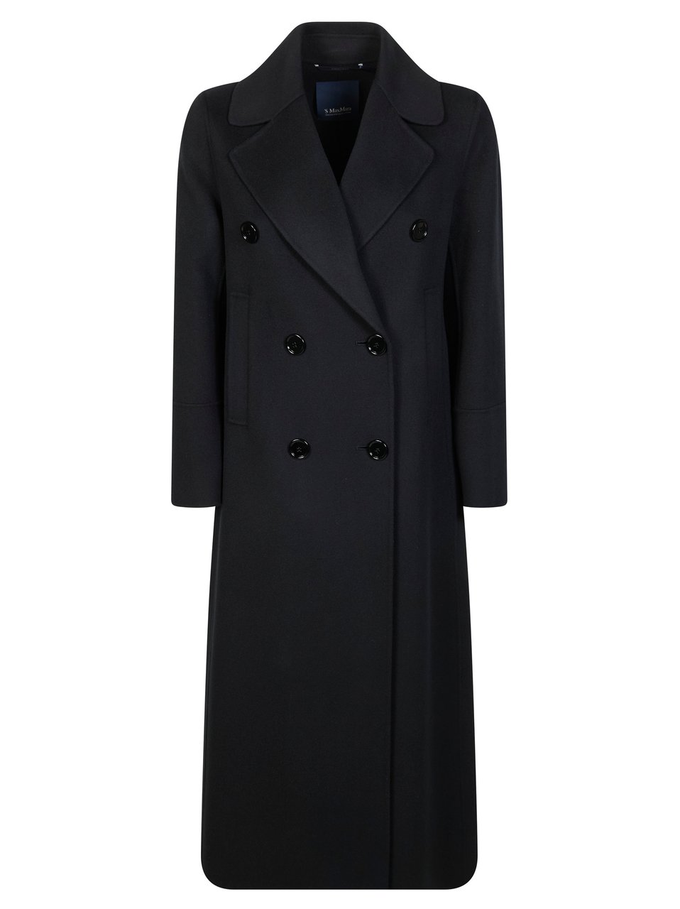 Max Mara Custodi Double Breasted Back Belt Coat Zwart