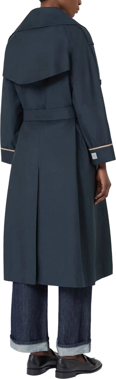 Max Mara Blue Utren Mid-Length Trench Coat Zwart