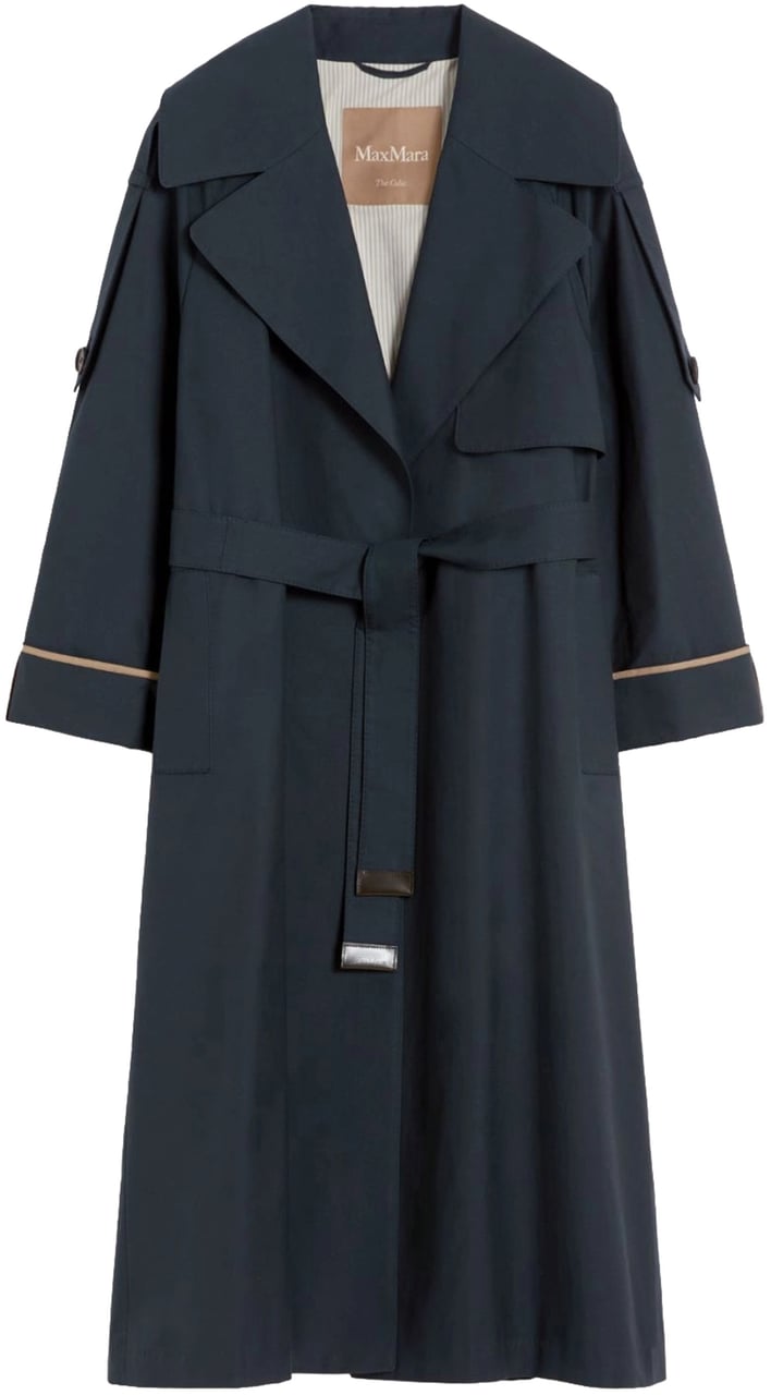 Max Mara Blue Utren Mid-Length Trench Coat Zwart
