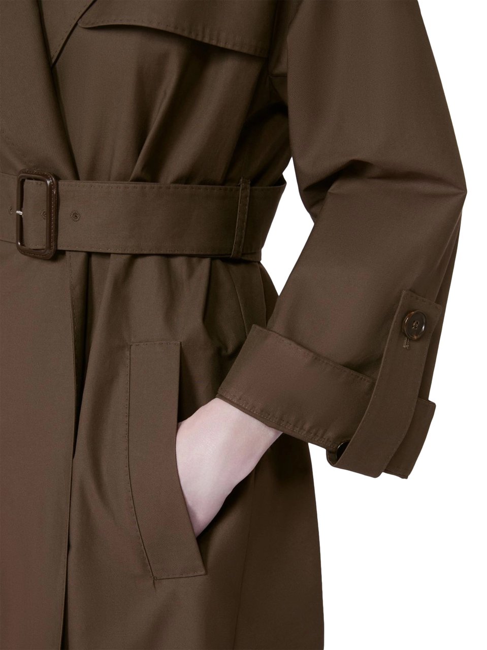 Max Mara Mid-Length Coat with Belted Waist and Wide Lapels Grijs