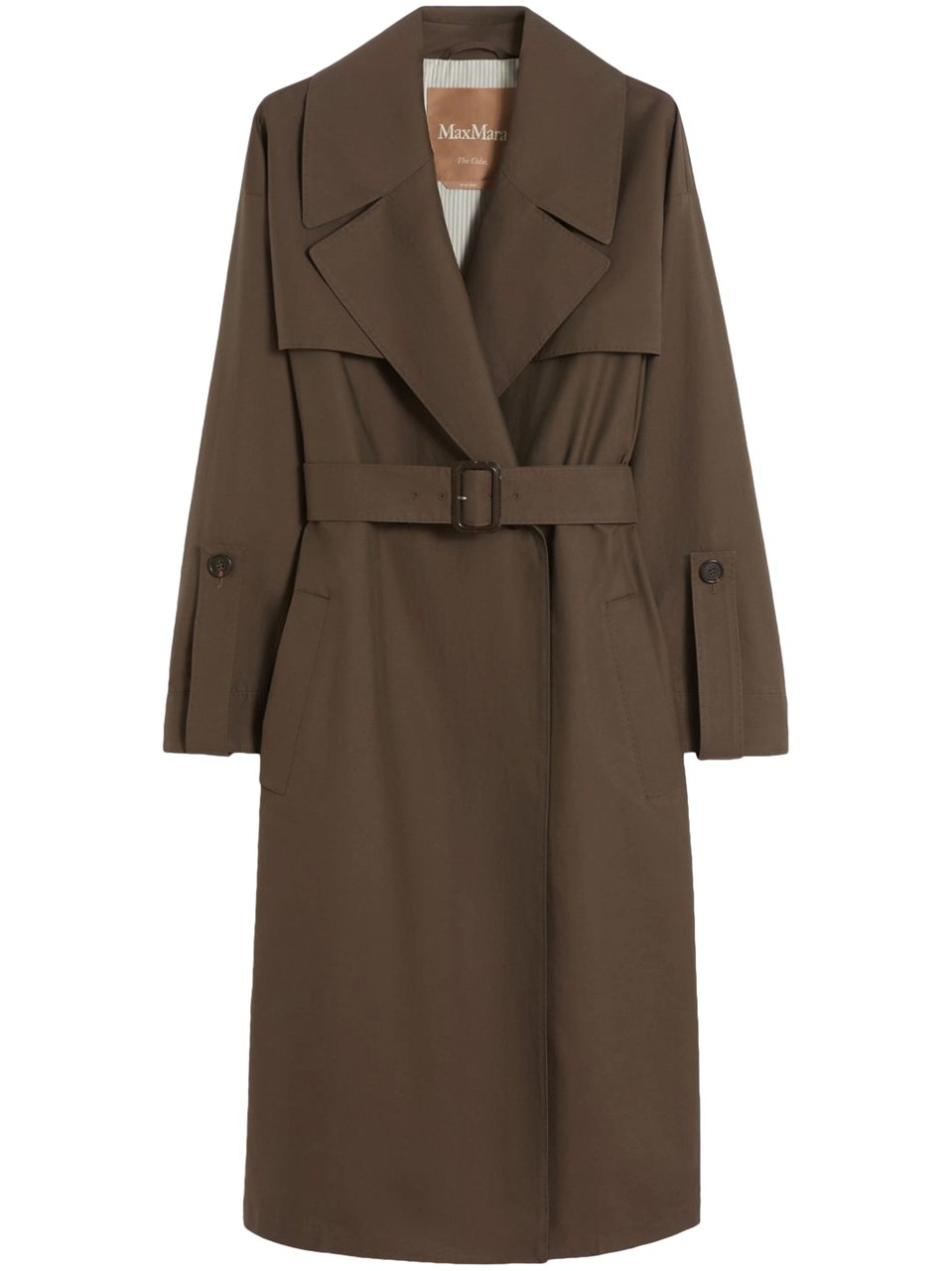 Max Mara Mid-Length Coat with Belted Waist and Wide Lapels Grijs