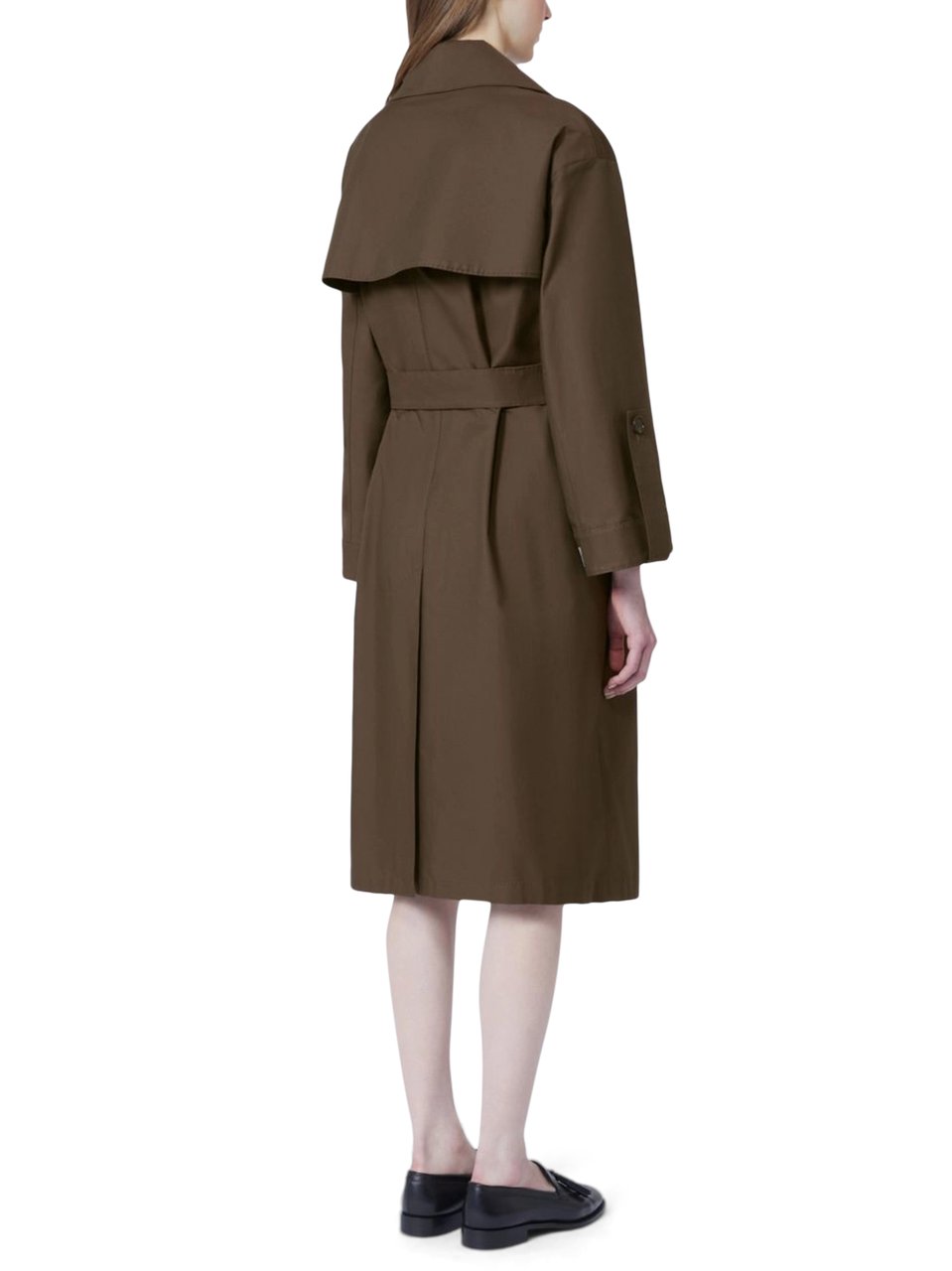 Max Mara Mid-Length Coat with Belted Waist and Wide Lapels Grijs