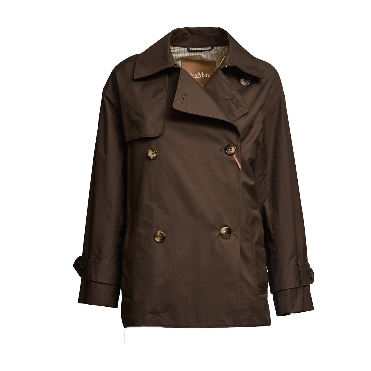 Max Mara Zeno Double Breasted Water Repellent Trench Coat Zwart