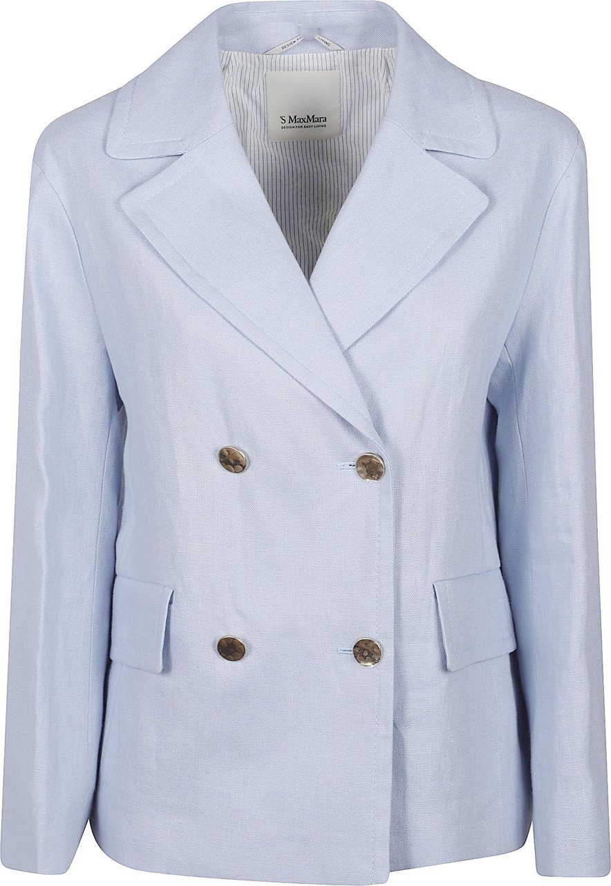 Max Mara Light Blue Double-Breasted Blazer Grijs
