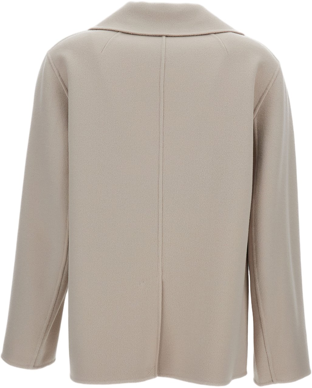 Max Mara Double-Breasted Coat with Wide Lapels and Side Welt Pockets Neutraal
